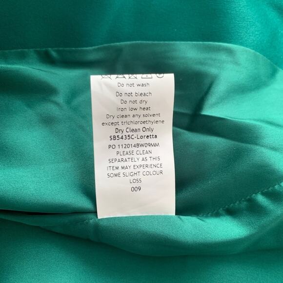 HOUSE OF CB Loretta Emerald Green Off Shoulder Draped Corset Silk Satin Dress - Picture 4 of 15